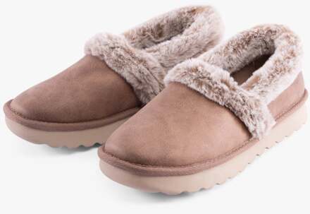 Skechers Cozy Up Polyester Dames Taupe Slippers Beige