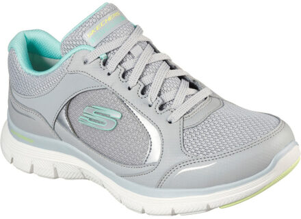Skechers Flex Appeal 4.0 True Clarity Leren Damessneakers Grijs / Veelkleurig - maat EU 37 / UK 4