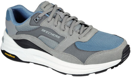Skechers Global Jogger Leren Heren Sneakers Grijs/Blauw