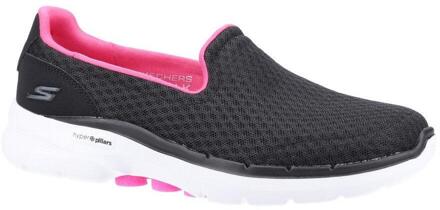 Skechers Go Walk 6 Polyester Dames Zwarte/Hete Roze Sneakers - maat EU 38 / UK 5 Zwart/rood