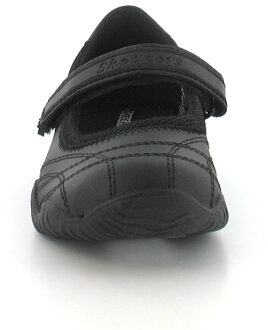 Skechers Nieuwe Meisjes Zwarte Leren Skechers School Sneakers met Klittenbandsluiting - maat