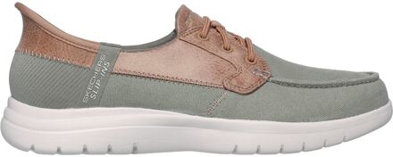 Skechers On-the-GO Flex - Palmilla Canvas/Faux Leather Vrouwen Olijf Bootschoenen