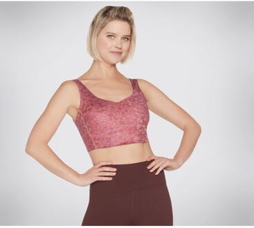 Skechers Performance Gosculpt Leopard Longline Beha Polyester Dames Roze Sportbeha - M