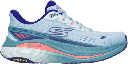 Skechers Performance Max Cushioning Propulsion Textiel Dames Lichtblauw/Marine Sneakers - maat