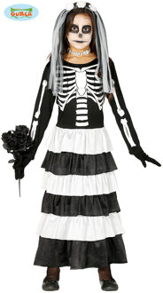 Skelet Bruid Kostuum Kind Zwart, Wit - Transparant