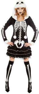 Skelet Kostuum Met Capuchon Dames Zwart
