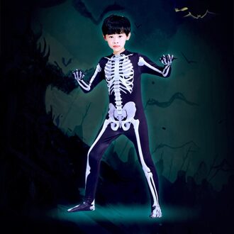 Skeleton Bone Bodysuit Halloween Kostuums Met Skelet Hood Masker Voor Ouder-kind Party Cosplay Mvi-Ing 130