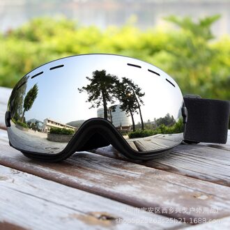 Ski Bril Mannen Vrouwen Anti-Fog Ski Mask Snowboard Bril Bril Voor Skiën UV400 Bescherming Sneeuw Skiën bril BlackLenSilver