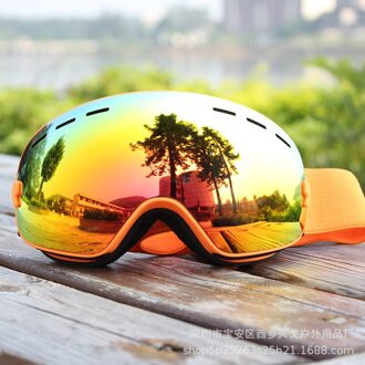 Ski Bril Mannen Vrouwen Anti-Fog Ski Mask Snowboard Bril Bril Voor Skiën UV400 Bescherming Sneeuw Skiën bril oranje
