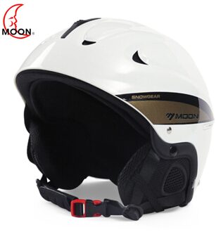 Ski Helm Lichtgewicht Dubbele Fineer Helm Met Voorruit Knop Sport Helm Outdoor Skiën Apparatuur Sneeuw Helm wit / L