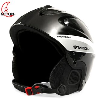Ski Helm Lichtgewicht Dubbele Fineer Helm Met Voorruit Knop Sport Helm Outdoor Skiën Apparatuur Sneeuw Helm zwart / L
