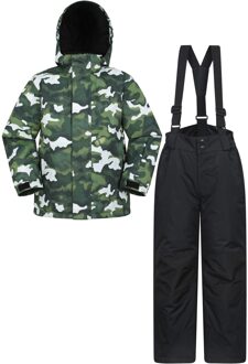 Ski jassenset met opdruk voor kinderen (Donkere Khaki) Kaki - 9-10J / 134-140cm