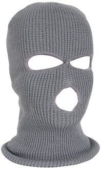 Ski Masker Gebreide Gezicht Cover Winter Bivakmuts Volgelaatsmasker Voor Winter Outdoor Sport Cs Winter Drie 3 Gat Bivakmuts gebreide Muts Grijs