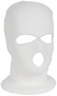 Ski Masker Gebreide Gezicht Cover Winter Bivakmuts Volgelaatsmasker Voor Winter Outdoor Sport Cs Winter Drie 3 Gat Bivakmuts gebreide Muts wit