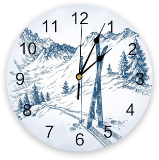 Ski Sport Bergtop Art Wandklok Digitale Klok Home Decor Wandklok Modern Woonkamer Decor