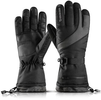 Ski Winter Handschoenen Touch Screen Antislip Leer Fietsen Vier Verdiepingen Winddicht Waterdicht Pocket Plus Fluwelen Warm Houden zwart / Xl