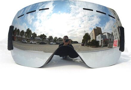 Skibril UV400 Laag Anti-fog Grote Ski Brillen Masker Ski Bril Vrouwen Mannen Snowboard zilver