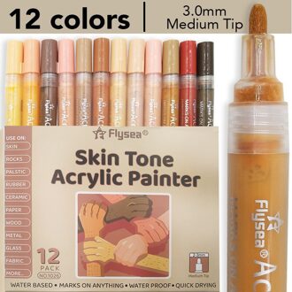 Skin Tone Markers Acryl Set Van 12 Skin Kleuren Markers Voor Schilderen Op Rotsen, Tegels, Glas, keramiek, Hout, Acryl Verf Marker 0.7mm huid 12 kleuren