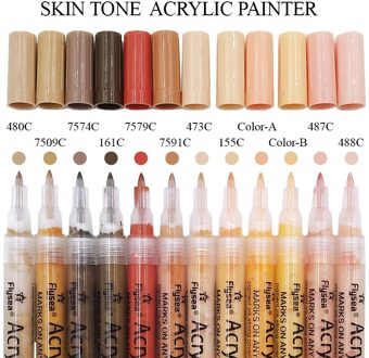 Skin Tone Markers Acryl Set Van 12 Skin Kleuren Markers Voor Schilderen Op Rotsen, Tegels, Glas, keramiek, Hout, Acryl Verf Marker 3.0mm huid 12 kleuren