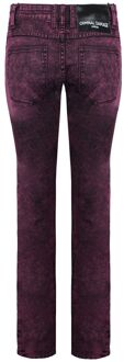 Skinny Fit Dames Acid Wash Jeans Bourgogne