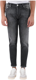 Skinny Fit Jeans met Leren Logo PT Torino , Gray , Heren - W31,W30