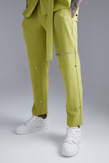 Skinny Fit Pantalons Met Rits, Lime - 36