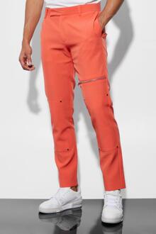 Skinny Fit Pantalons Met Rits, Orange - 32R