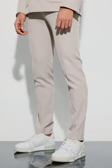 Skinny Fit Pantalons Met Textuur En Aanpasbare Taille, Stone - 30