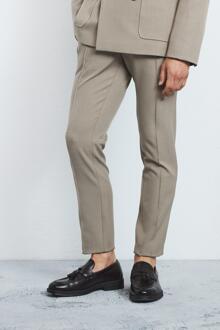 Skinny Fit Pantalons Met Textuur En Aanpasbare Taille, Taupe - 28