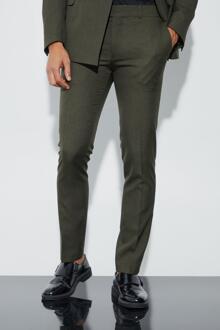 Skinny Fit Pantalons Met Textuur, Khaki - 28