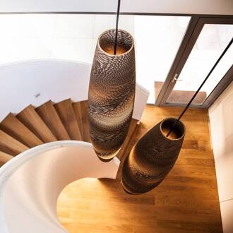 Skinny hanglamp kartonnen kap Ø 29cm bruin