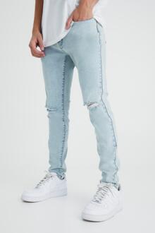 Skinny Jeans Met Gescheurde Knieën, Ice Blue - 32R
