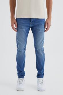 Skinny Jeans Met Gescheurde Knieën, Mid Blue - 30R