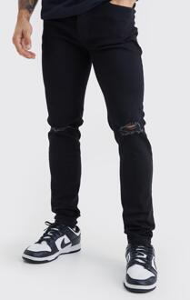 Skinny Jeans Met Gescheurde Knieën, True Black - 30R