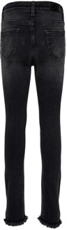 skinny jeans met slijtage Zwart - 158