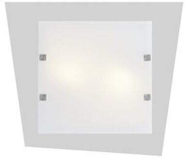 Skinny Plafondlamp, 2x E27, Metaal/glas, Wit Mat, L45x40cm