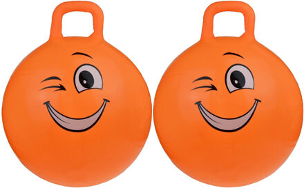 Skippybal Emoticon - 2x stuks - oranje - 55 cm - emoticon - buitenspeelgoed