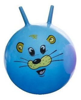 Skippybal met dieren gezicht blauw 46 cm