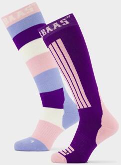 Skisokken 2-pack Striped Purple/Pink-35/38 - 35/38
