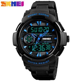Skmei 1320 Mannen Dubbele Quartz Horloge Rubber Belt Outdoor Sport Water Lichtgevende Horloge oranje