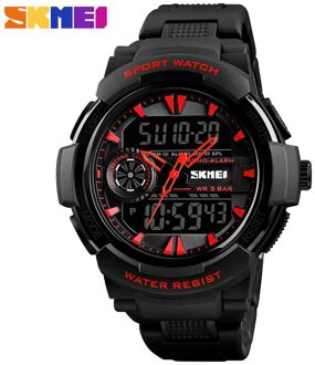 Skmei 1320 Mannen Dubbele Quartz Horloge Rubber Belt Outdoor Sport Water Lichtgevende Horloge Paars