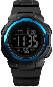 SKMEI 1423 Outdoor Sport Horloge Luxe Multifunctionele Stop Horloge Dual Tijd 5Bar Waterdicht Horloge Man Digitale Horloge LIGHET blauw