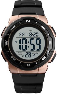 SKMEI 1423 Outdoor Sport Horloge Luxe Multifunctionele Stop Horloge Dual Tijd 5Bar Waterdicht Horloge Man Digitale Horloge roos goud