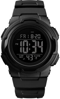 SKMEI 1423 Outdoor Sport Horloge Luxe Multifunctionele Stop Horloge Dual Tijd 5Bar Waterdicht Horloge Man Digitale Horloge zwart-zwart