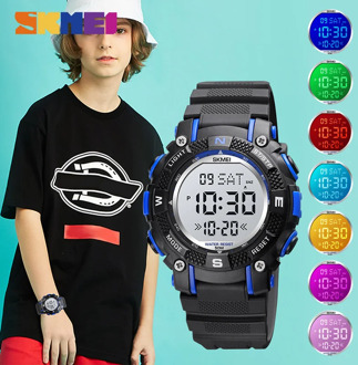 SKMEI Colorful LED Kids Watches 2 Time Digital Children Watch Sport Waterproof Boys Girls Alarm Clock montre enfant 1613 Hour