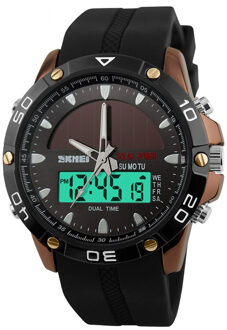 Skmei Dual Time Display Mannen Digitale Quartz Horloge Chronograph 50M Waterdicht Horloge Man Sport Horloges Relogio Masculino 1064 koffie goud