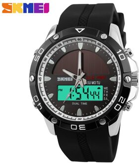 Skmei Dual Time Display Mannen Digitale Quartz Horloge Chronograph 50M Waterdicht Horloge Man Sport Horloges Relogio Masculino 1064 zilver