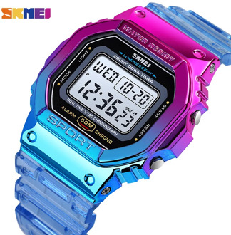 SKMEI Fashion Cool Girls Watches Electroplated Case Transparent Strap Lady Women Digital Wristwatch Shockproof reloj mujer 1622