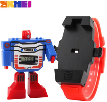 SKMEI Fashion Digital Children Watch Date Cartoon Kids Sports Watches Relogio Robot Transformation Boys Wristwatches 1095