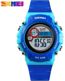 Skmei Kinderen Led Elektronische Horloge 50M Waterdichte Kids Digitale Horloge Chronograaf Countdown Sport Horloges Voor Boyer Meisjes donker blauw watch